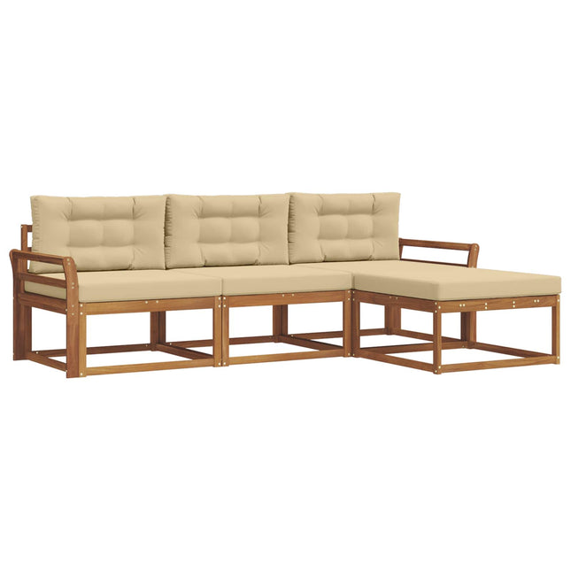 Udendørs sofagruppe med pude 4 pcs Naturlig og Beige