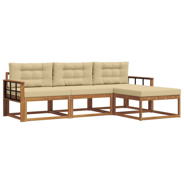 Udendørs sofagruppe med pude 4 pcs Naturlig og Beige