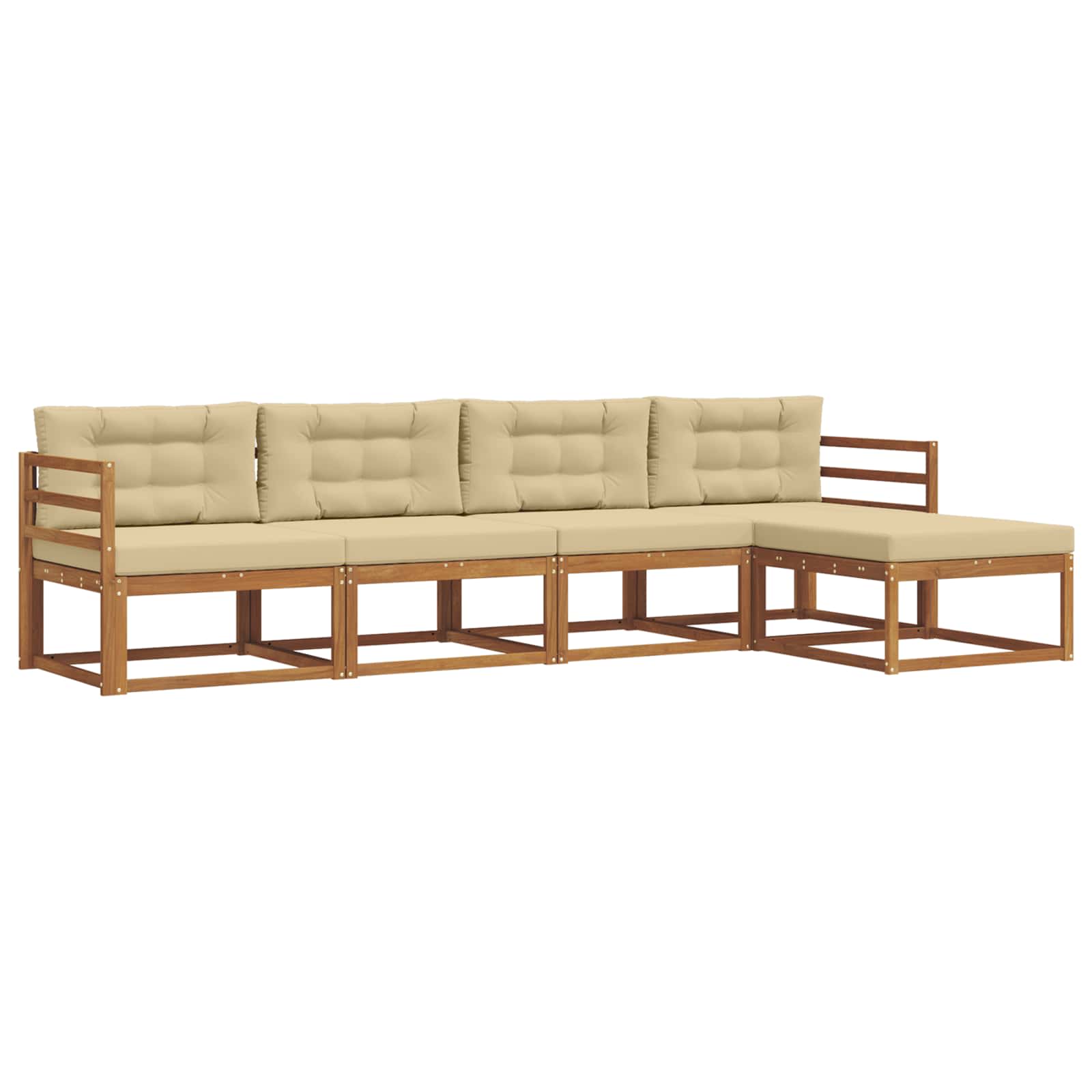 Udendørs sofagruppe med pude 5 pcs Naturlig og Beige