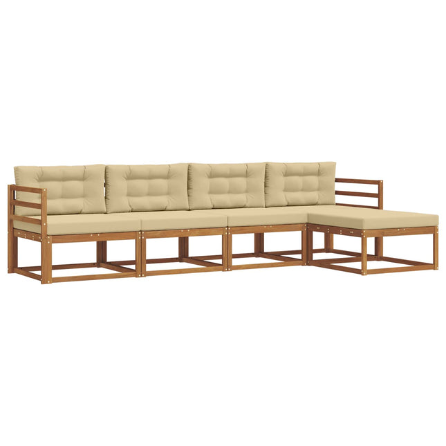 Udendørs sofagruppe med pude 5 pcs Naturlig og Beige
