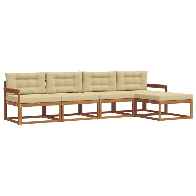 Udendørs sofagruppe med pude 5 pcs Naturlig og Beige