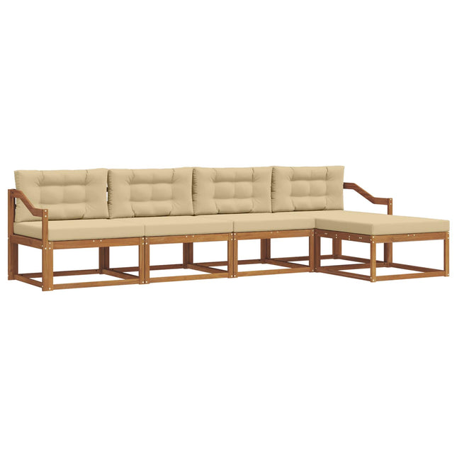 Udendørs sofagruppe med pude 5 pcs Naturlig og Beige