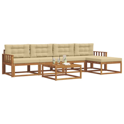Udendørs sofagruppe med pude 6 pcs Naturlig og Beige