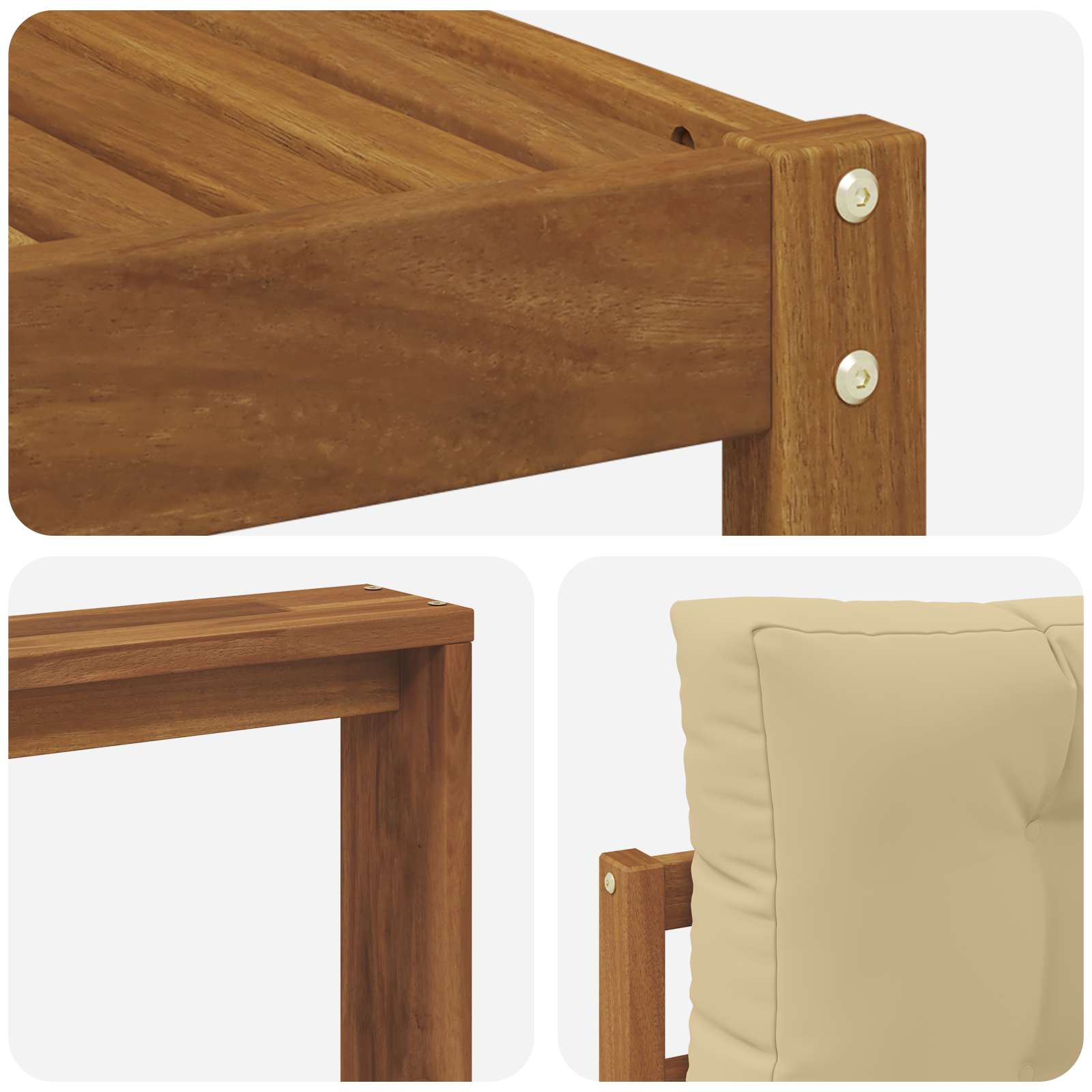 Udendørs sofagruppe med pude 6 pcs Naturlig og Beige