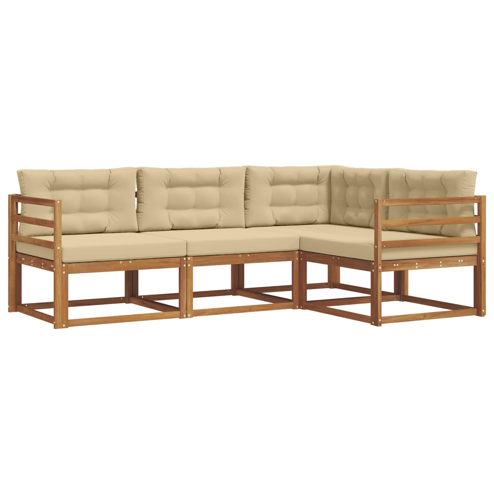 Udendørs sofagruppe med pude 4 pcs Naturlig og Beige