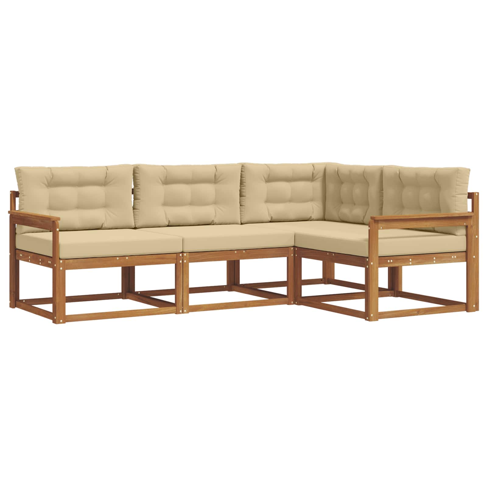 Udendørs sofagruppe med pude 4 pcs Naturlig og Beige