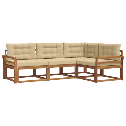 Udendørs sofagruppe med pude 4 pcs Naturlig og Beige