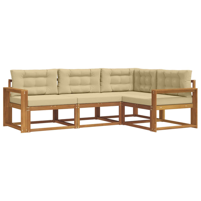 Udendørs sofagruppe med pude 4 pcs Naturlig og Beige