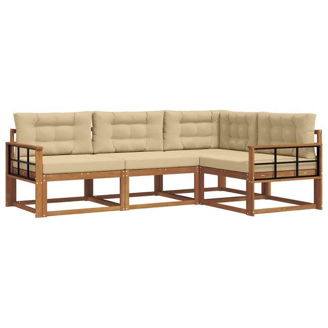 Udendørs sofagruppe med pude 4 pcs Naturlig og Beige