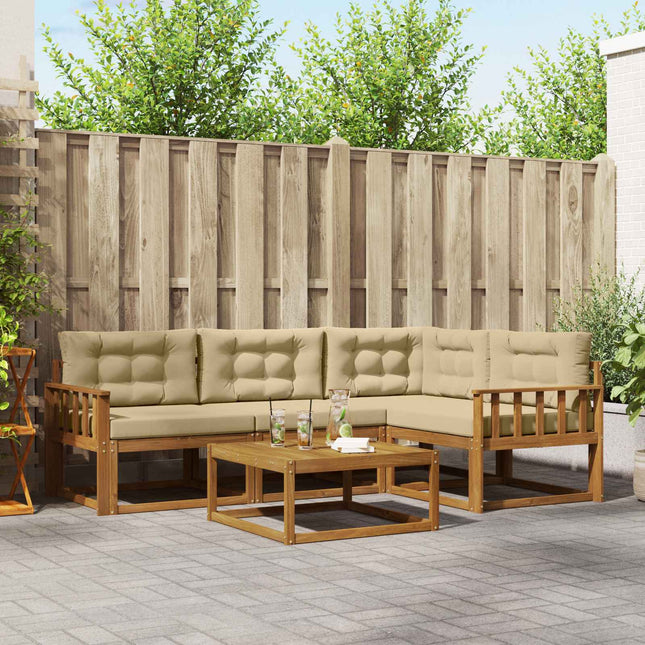 Udendørs sofagruppe med pude 5 pcs Naturlig og Beige
