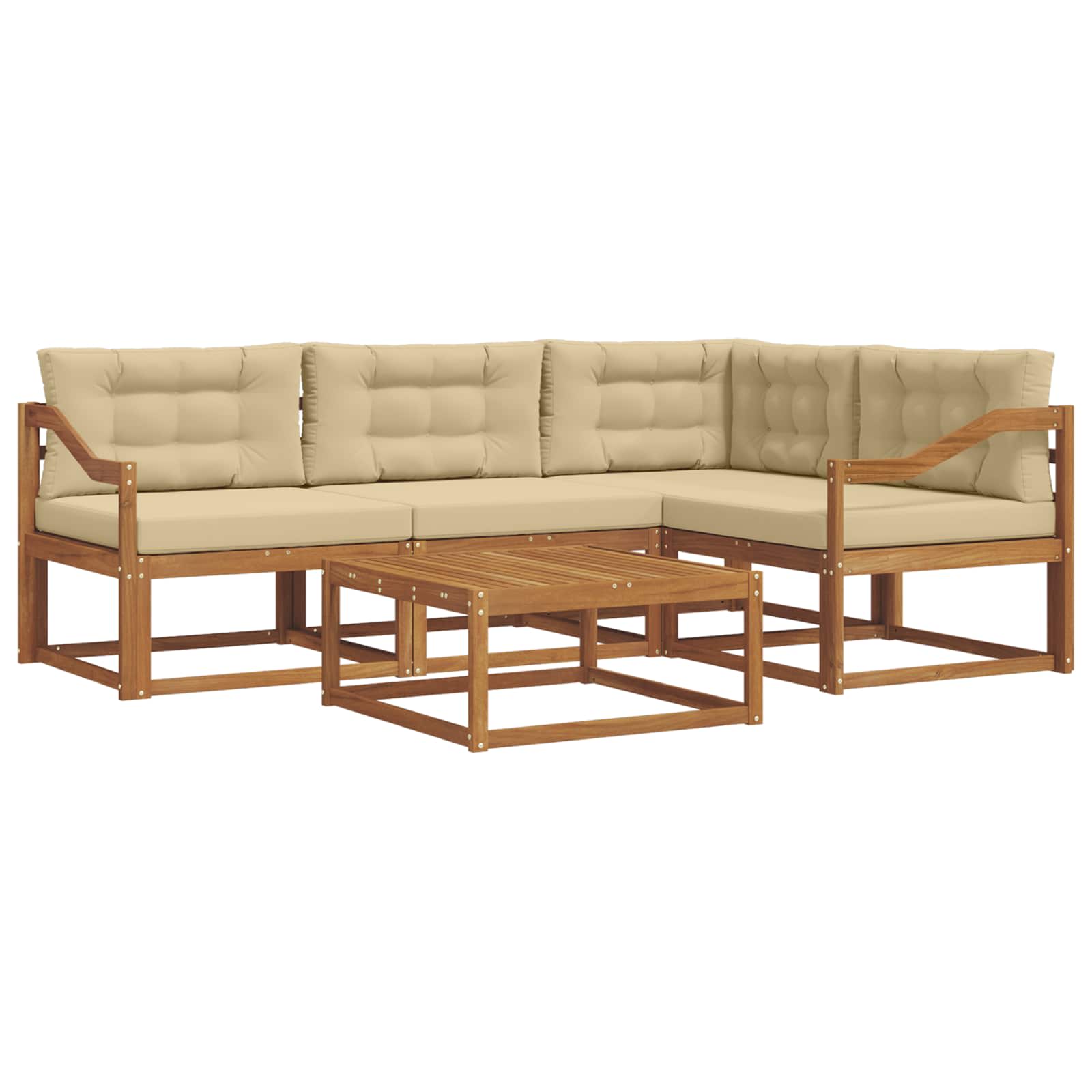 Udendørs sofagruppe med pude 5 pcs Naturlig og Beige