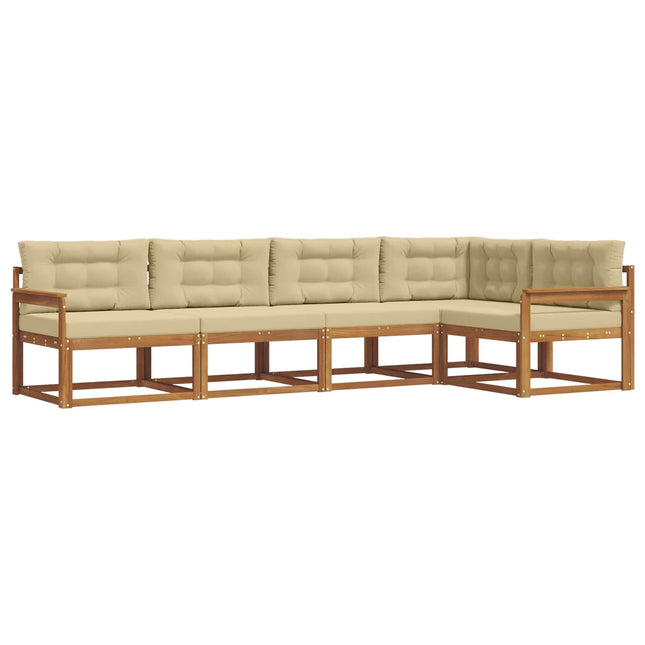 Udendørs sofagruppe med pude 5 pcs Naturlig og Beige