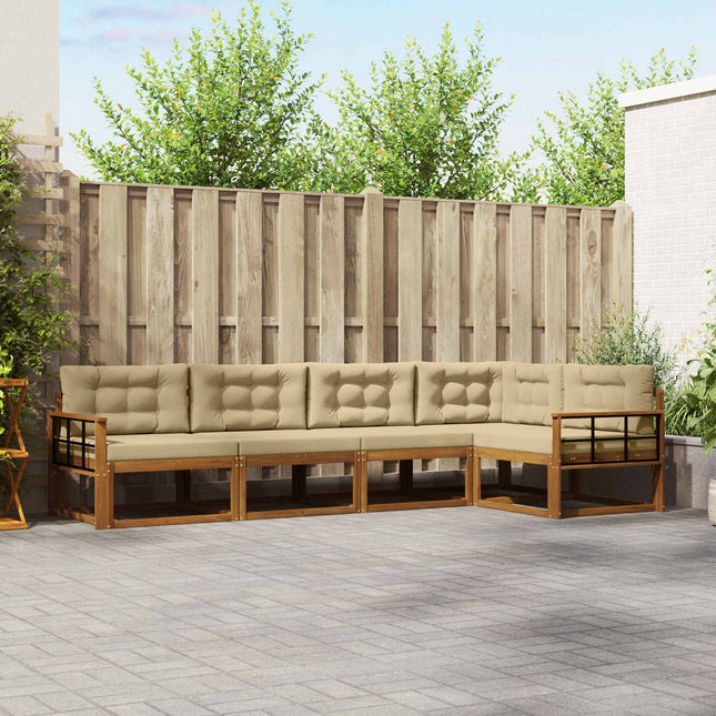 Udendørs sofagruppe med pude 5 pcs Naturlig og Beige