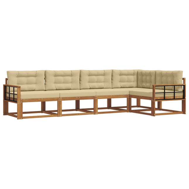 Udendørs sofagruppe med pude 5 pcs Naturlig og Beige