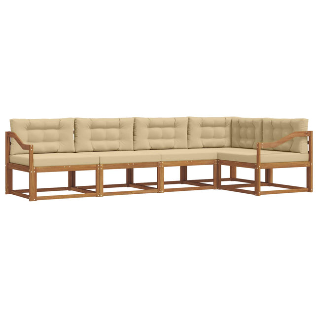 Udendørs sofagruppe med pude 5 pcs Naturlig og Beige