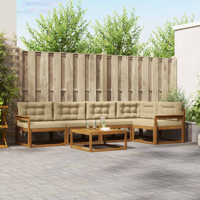 Udendørs sofagruppe med pude 6 pcs Naturlig og Beige