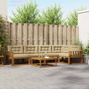 Udendørs sofagruppe med pude 6 pcs Naturlig og Beige