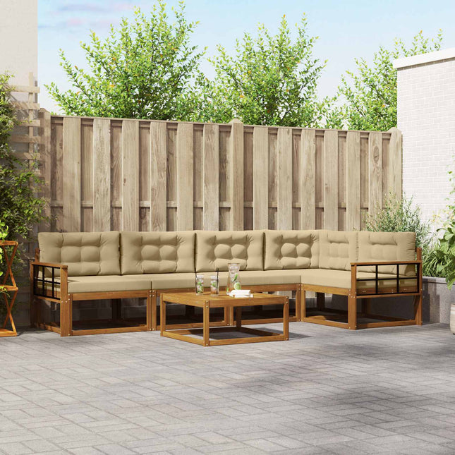 Udendørs sofagruppe med pude 6 pcs Naturlig og Beige