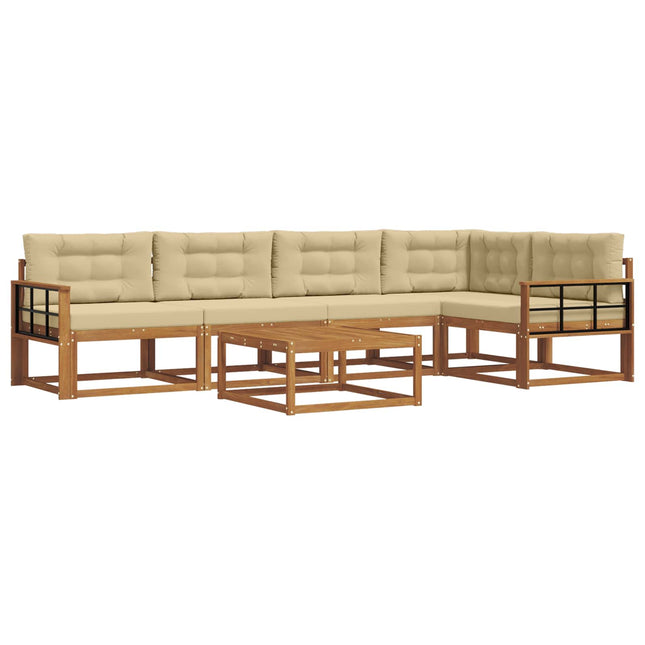 Udendørs sofagruppe med pude 6 pcs Naturlig og Beige