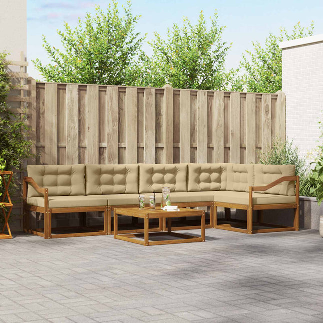 Udendørs sofagruppe med pude 6 pcs Naturlig og Beige