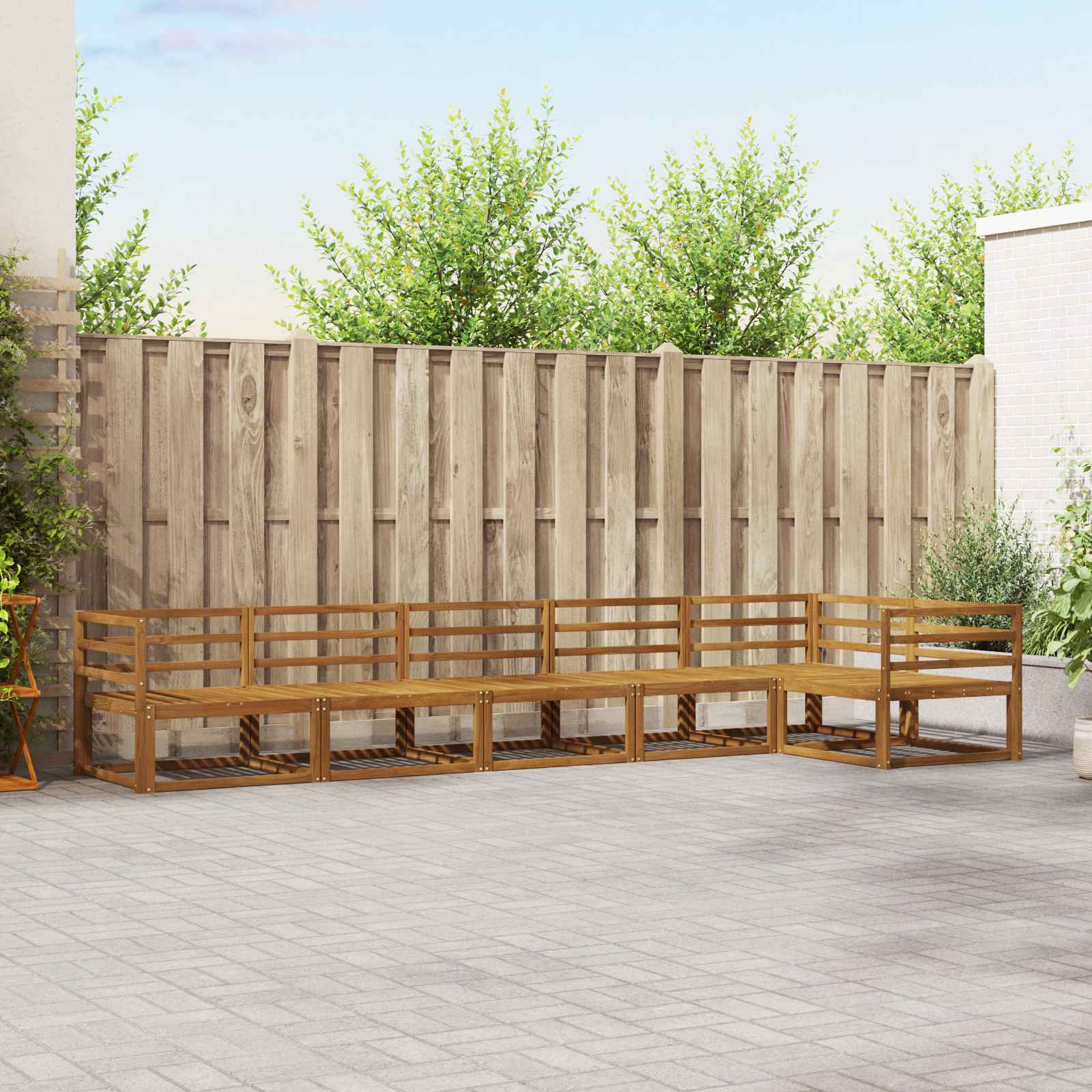 Udendørs sofagruppe 6 pcs Naturfarvet Massivt Akacietræ