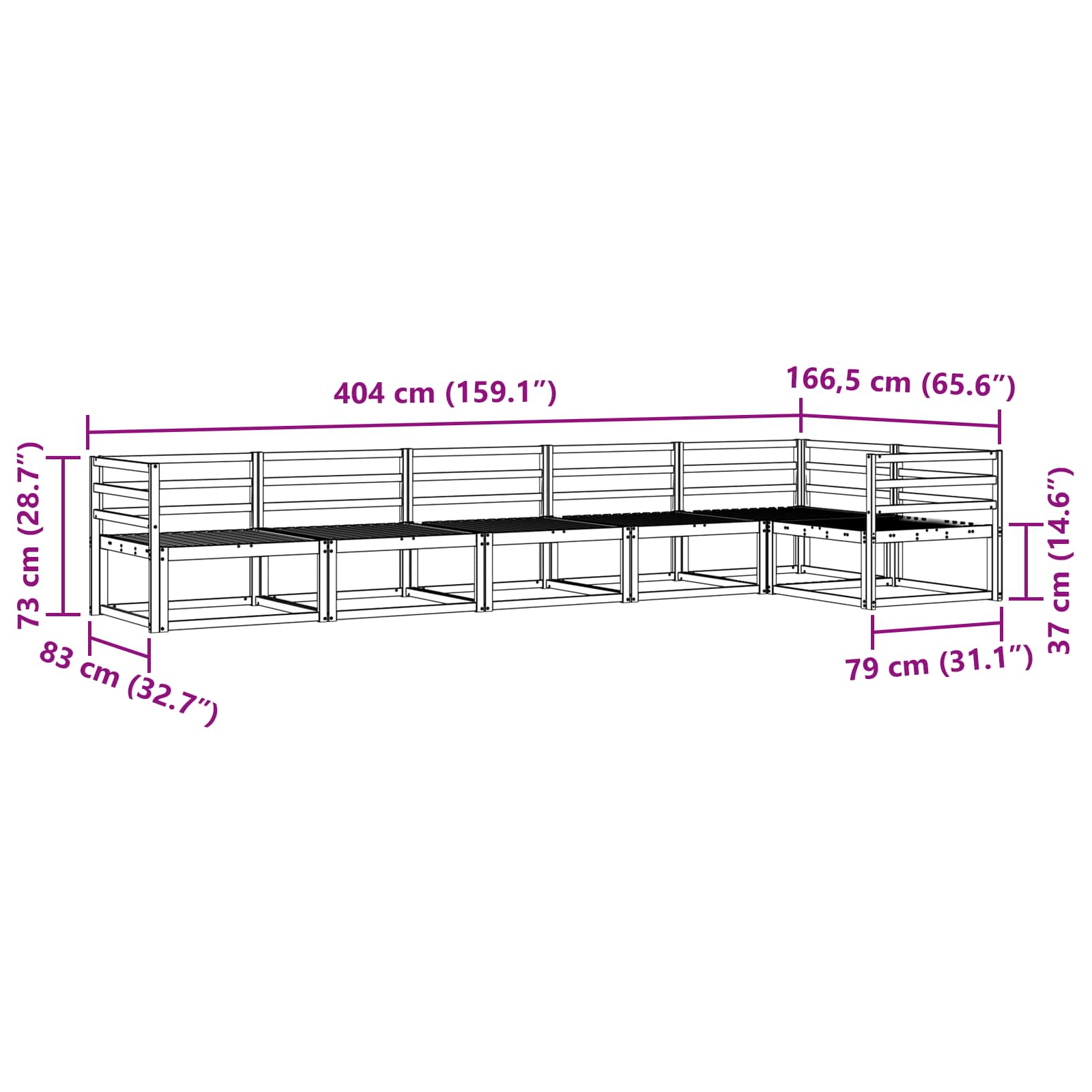 Udendørs sofagruppe 6 pcs Naturfarvet Massivt Akacietræ