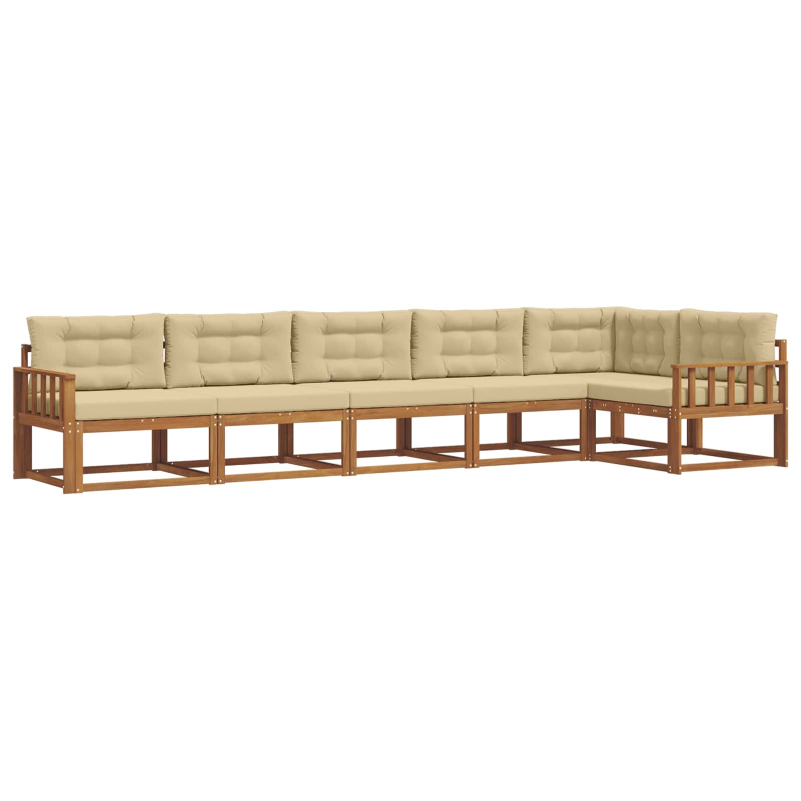 Udendørs sofagruppe med pude 6 pcs Naturlig og Beige