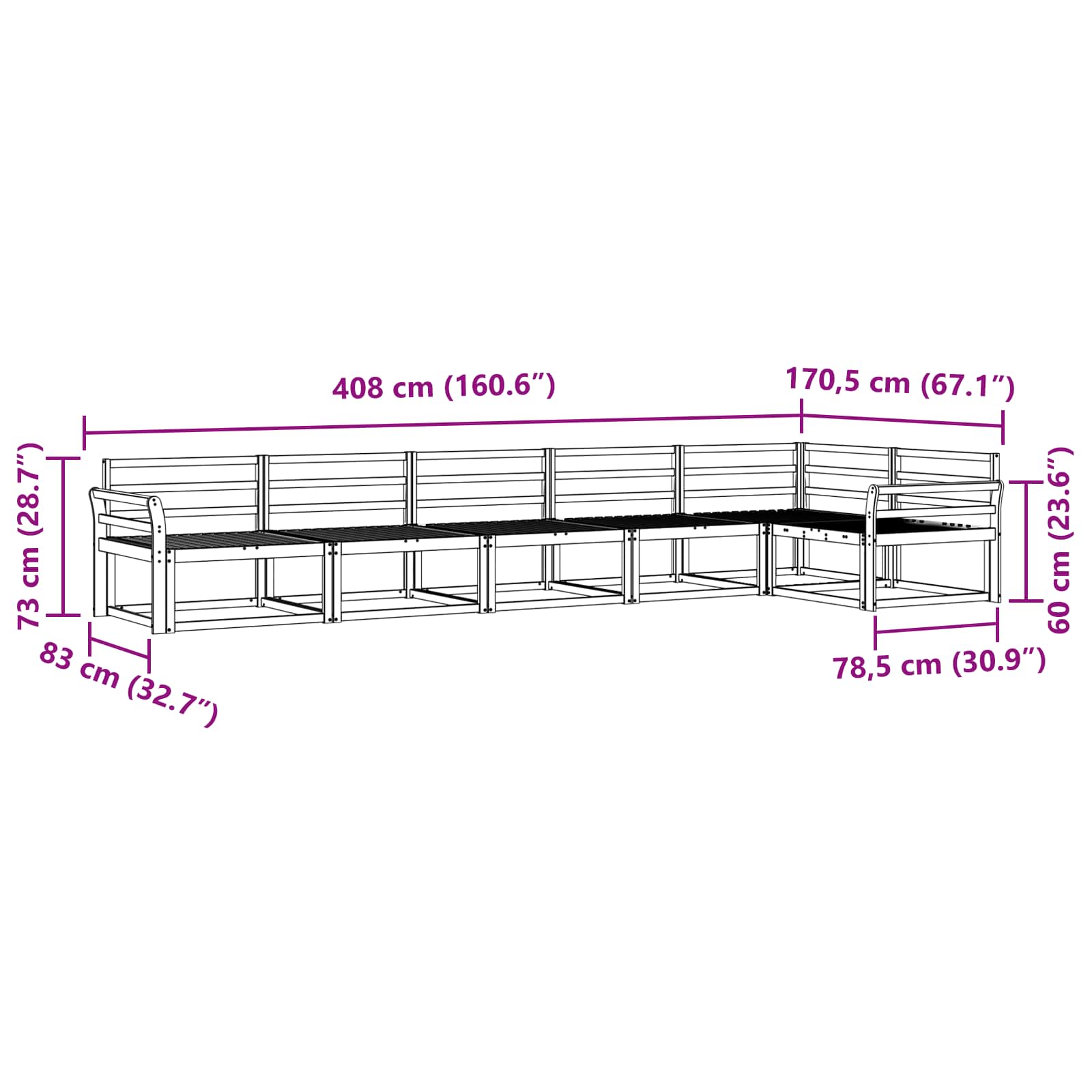 Udendørs sofagruppe 6 pcs Naturfarvet Massivt Akacietræ