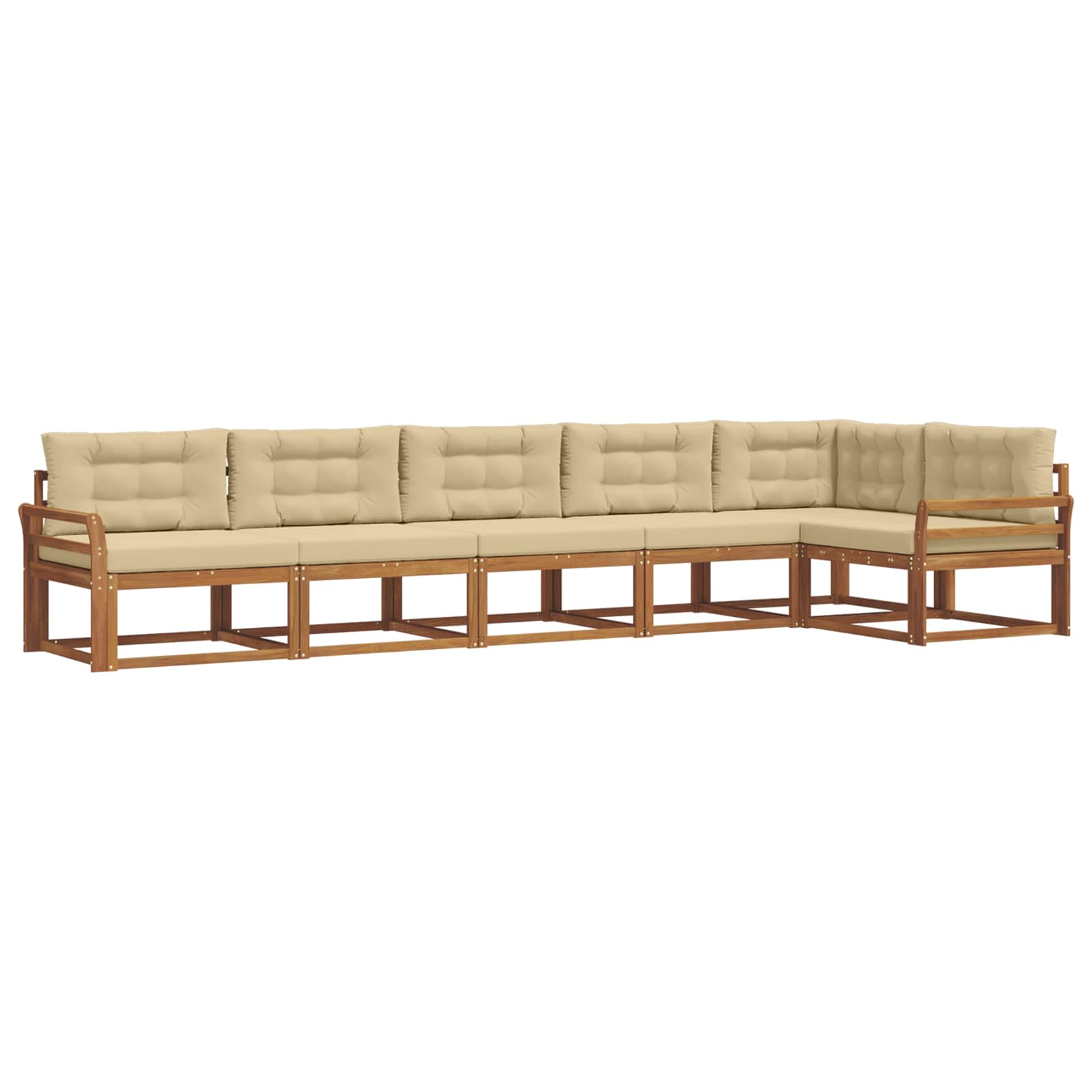 Udendørs sofagruppe med pude 6 pcs Naturlig og Beige