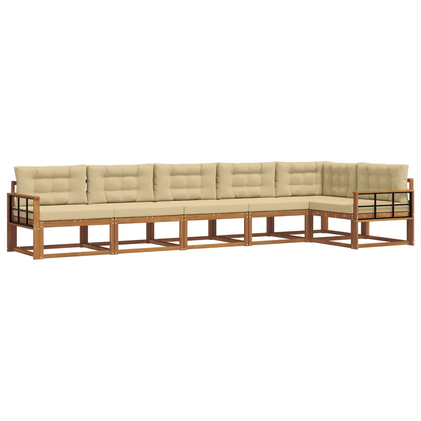 Udendørs sofagruppe med pude 6 pcs Naturlig og Beige