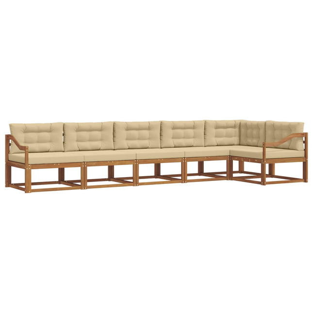 Udendørs sofagruppe med pude 6 pcs Naturlig og Beige