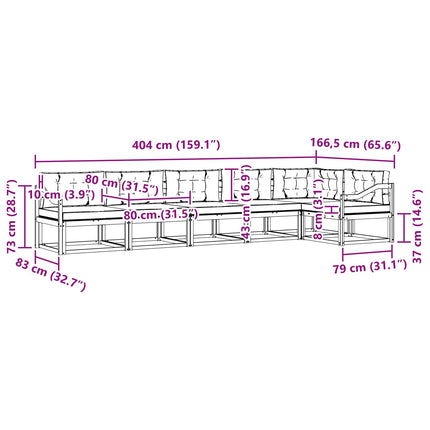 Udendørs sofagruppe med pude 6 pcs Naturlig og Beige
