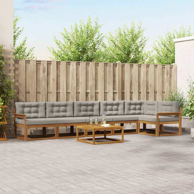 Udendørs sofagruppe med pude 7 pcs Naturlig og Lys Grå