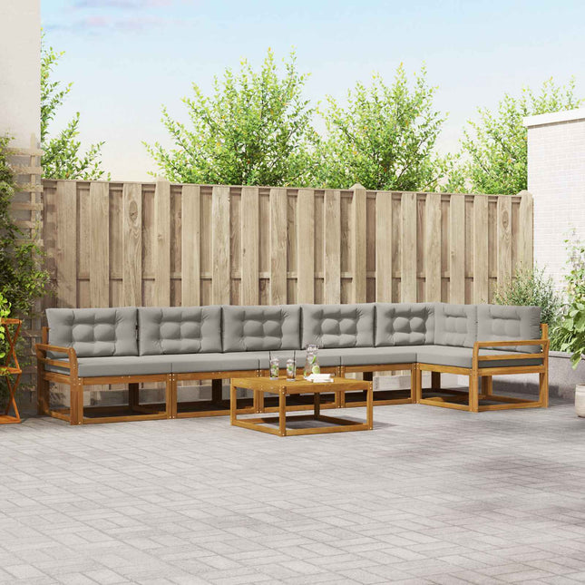 Udendørs sofagruppe med pude 7 pcs Naturlig og Lys Grå