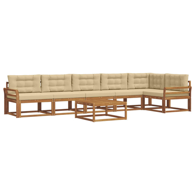 Udendørs sofagruppe med pude 7 pcs Naturlig og Beige