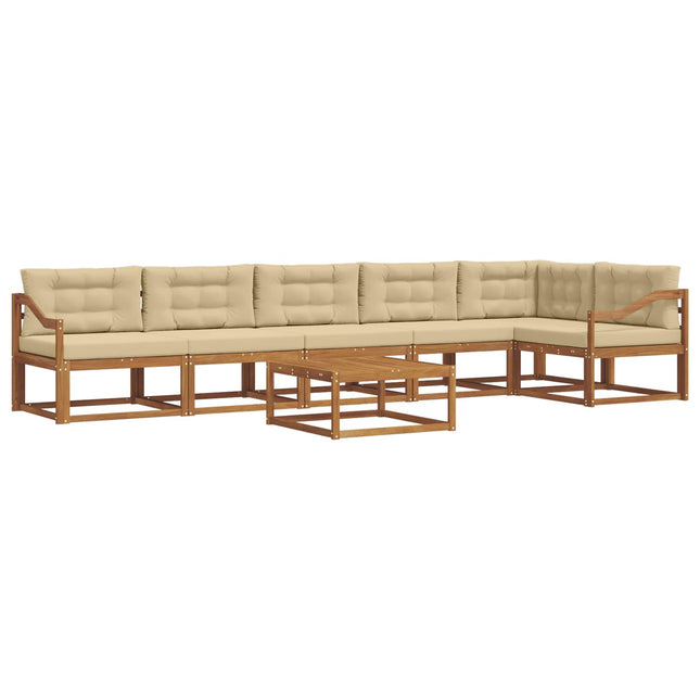 Udendørs sofagruppe med pude 7 pcs Naturlig og Beige