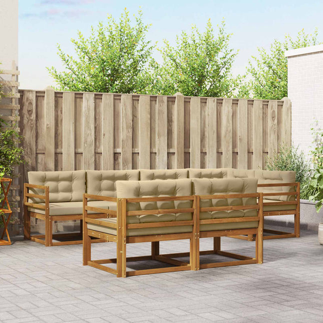 Udendørs sofagruppe med pude 7 pcs Naturlig og Beige