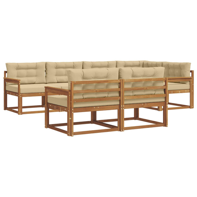 Udendørs sofagruppe med pude 7 pcs Naturlig og Beige