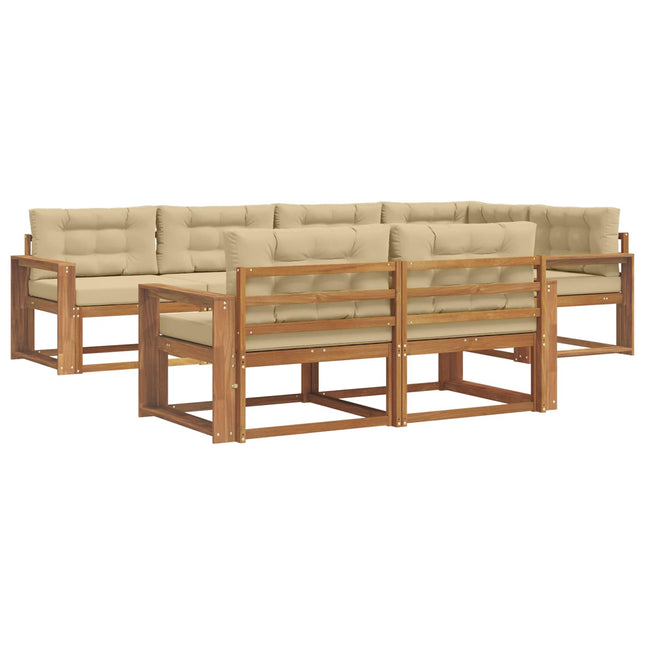 Udendørs sofagruppe med pude 7 pcs Naturlig og Beige