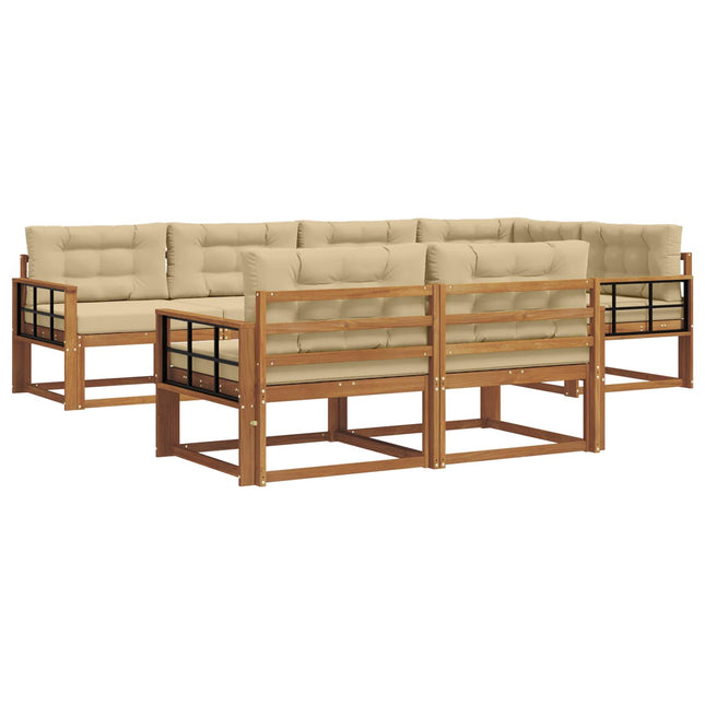 Udendørs sofagruppe med pude 7 pcs Naturlig og Beige