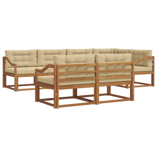 Udendørs sofagruppe med pude 7 pcs Naturlig og Beige