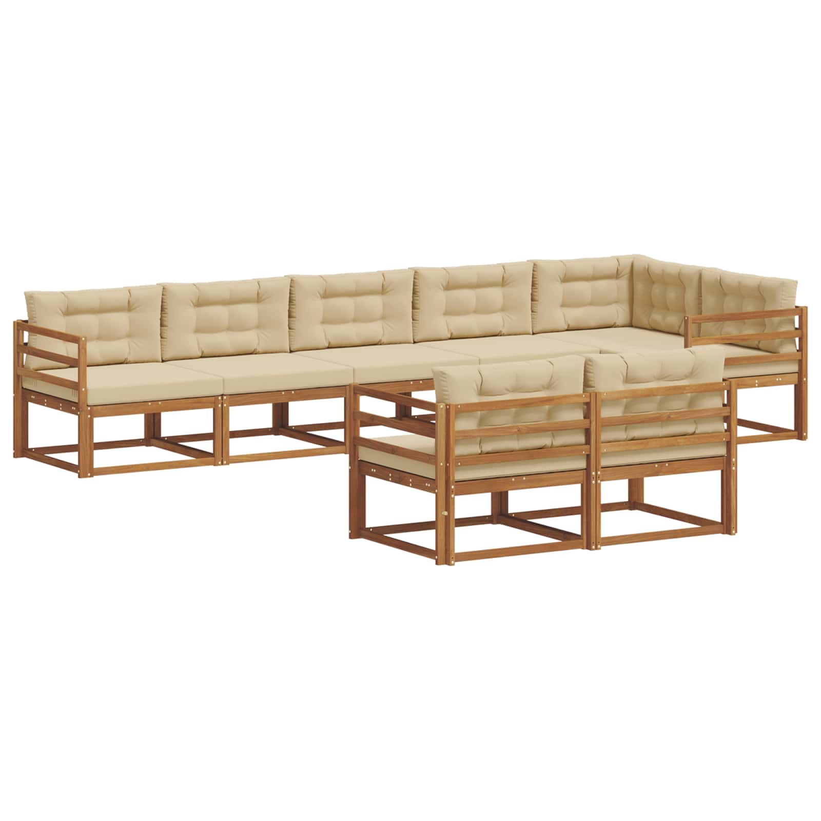 Udendørs sofagruppe med pude 8 pcs Naturlig og Beige