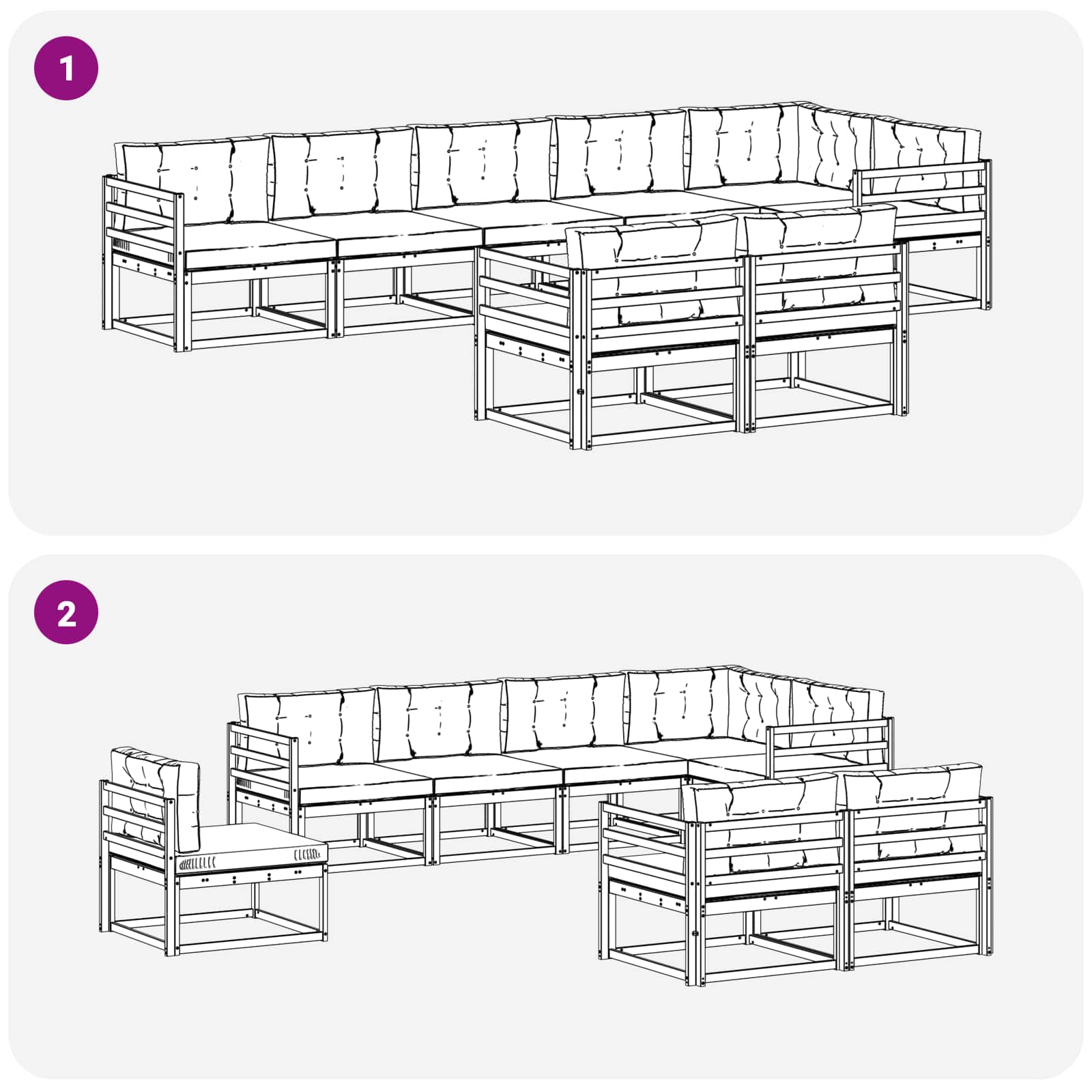 Udendørs sofagruppe med pude 8 pcs Naturlig og Beige