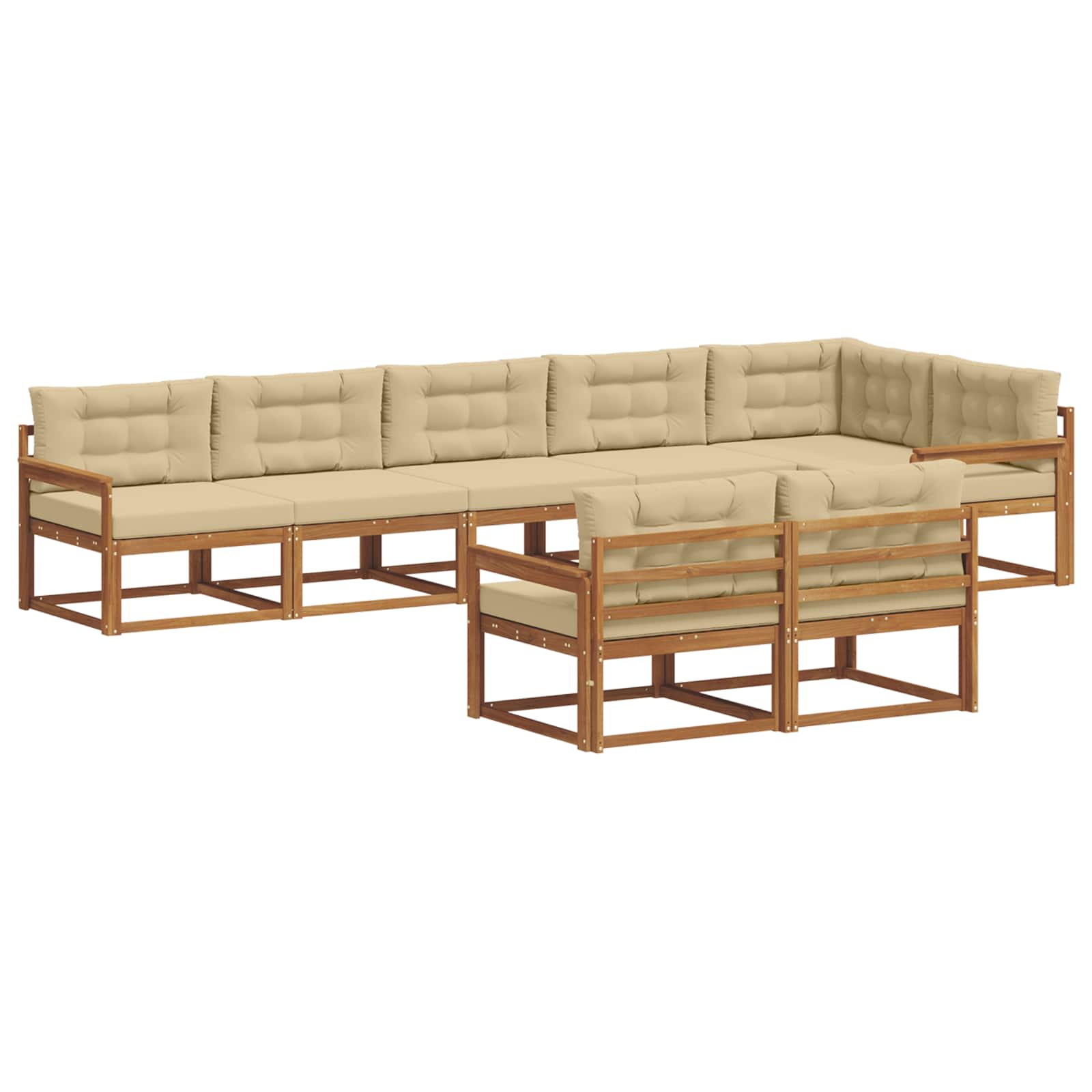 Udendørs sofagruppe med pude 8 pcs Naturlig og Beige