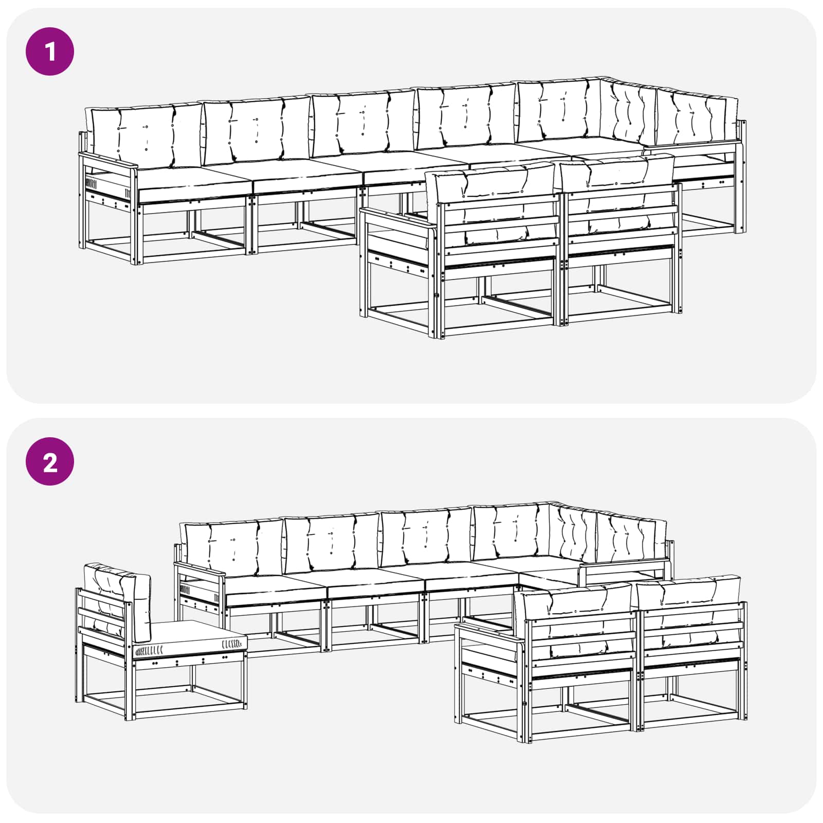 Udendørs sofagruppe med pude 8 pcs Naturlig og Beige
