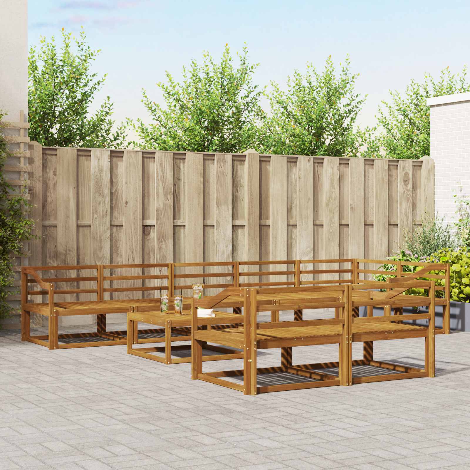 Udendørs sofagruppe 9 pcs Naturfarvet Massivt Akacietræ