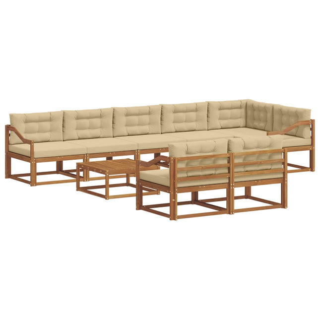 Udendørs sofagruppe med pude 9 pcs Naturlig og Beige