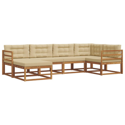 Udendørs sofagruppe med pude 6 pcs Naturlig og Beige