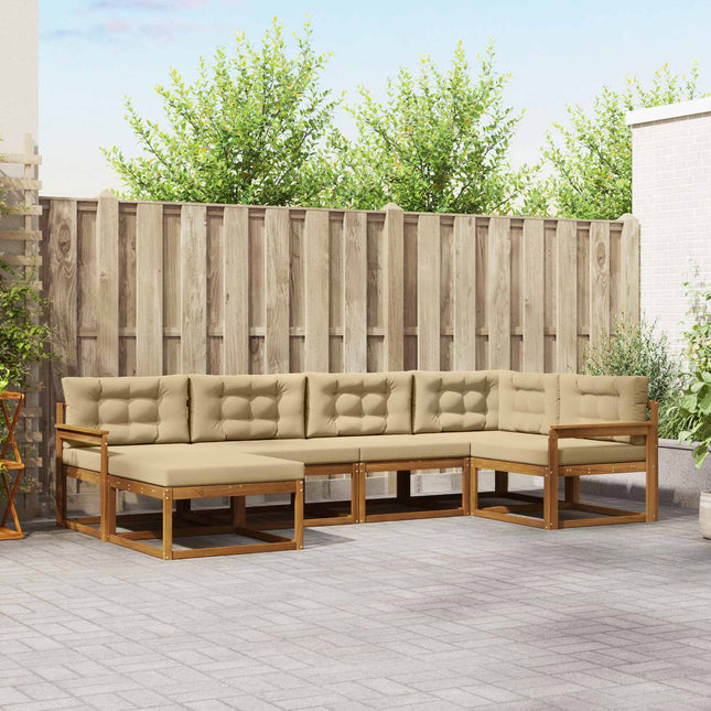 Udendørs sofagruppe med pude 6 pcs Naturlig og Beige