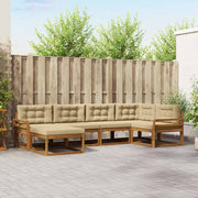 Udendørs sofagruppe med pude 6 pcs Naturlig og Beige